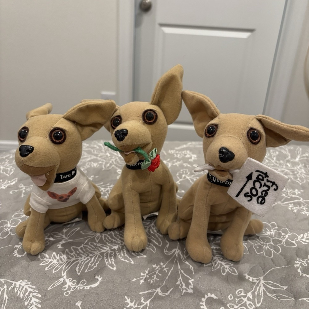 Applause Taco Bell Chihuahua Dogs  Plush Toy Vintage Read